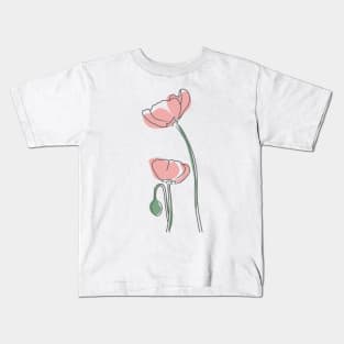 poppy pink pastel flowers Kids T-Shirt